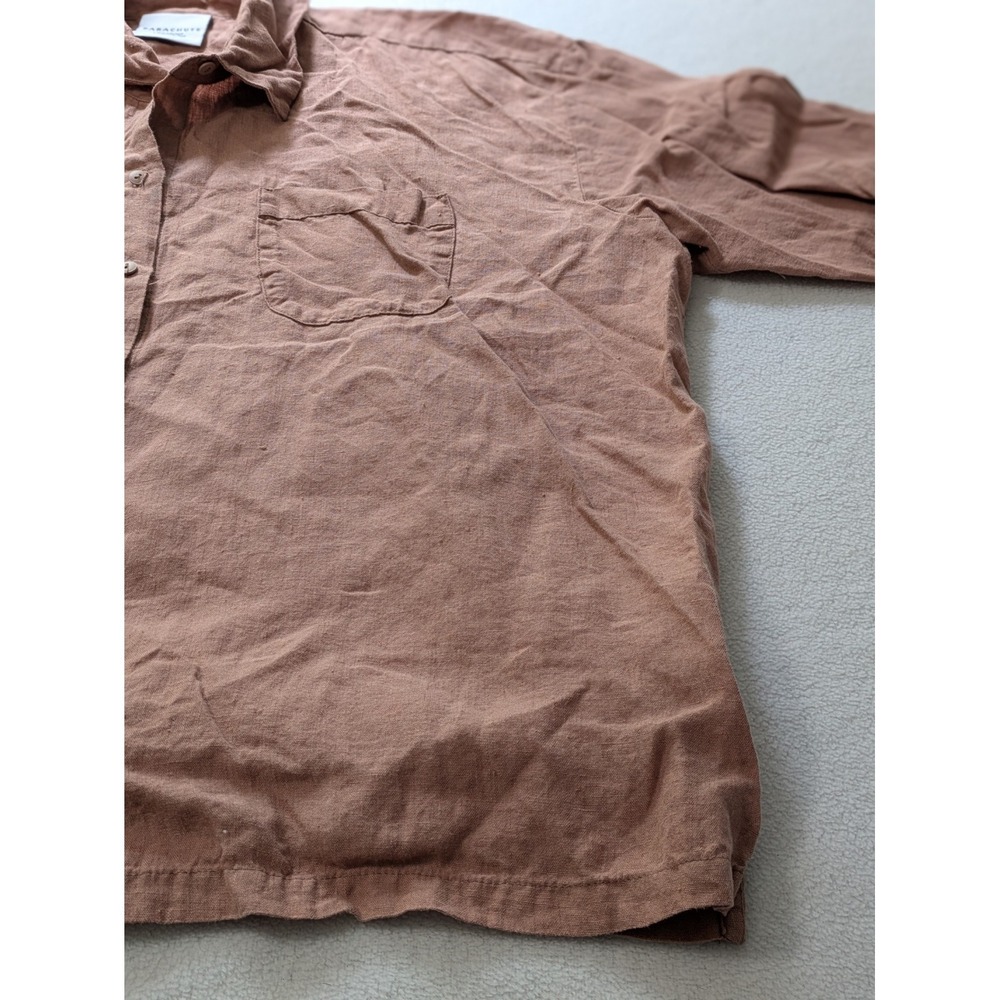 Parachute 100% Linen Shirt 1X Terra Cotta Oversized Button Front Top Relaxed - Picture 2 of 10
